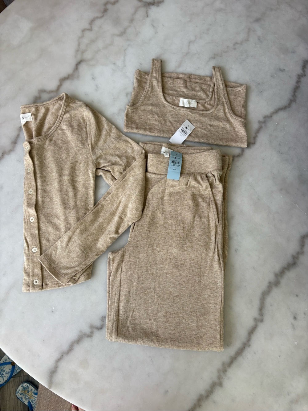 LOFT Lou & Grey Cozy Sweater Knit Pants Set Maple Heather Size XS and XS Petite
